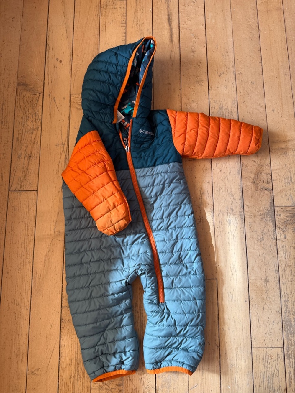 Columbia Toddler Puffer Bunting - Teal, Light Blue, Orange